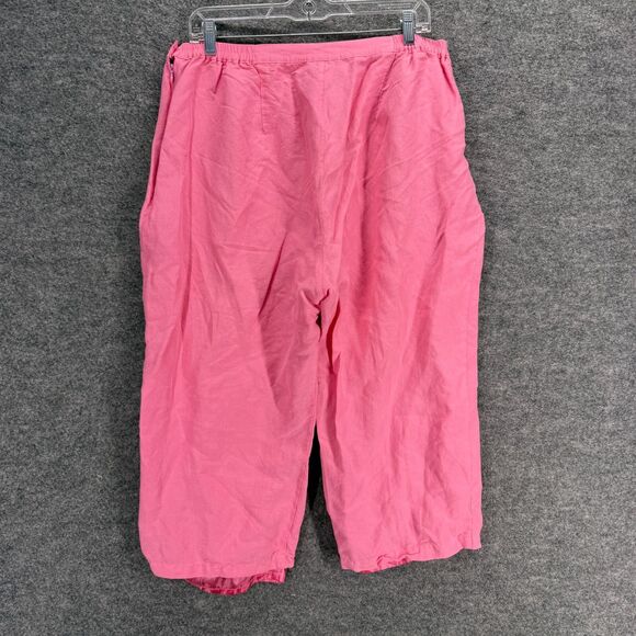 Rene Margo Cropped Pants Women 1X Plus Pink High Rise Zipper Flat Front Pockets - Picture 2 of 7